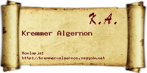 Kremmer Algernon névjegykártya